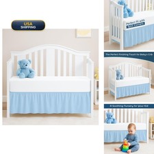 Ready To Rest Light Blue Crib Bed Skirt 28"x 52" 14" Drop