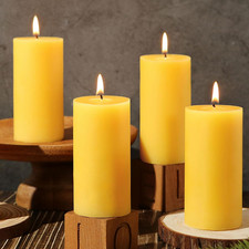 Velas de pilar de cera de abejas natural, velas de cera de abejas pura de 140 horas de duración a granel,