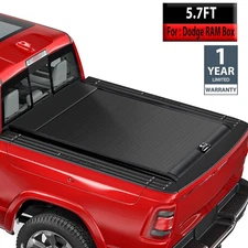 5.7Ft Retractable Truck Tonneau Hard Bed Cover For 2009-2025 Dodge RAM 1500 Box