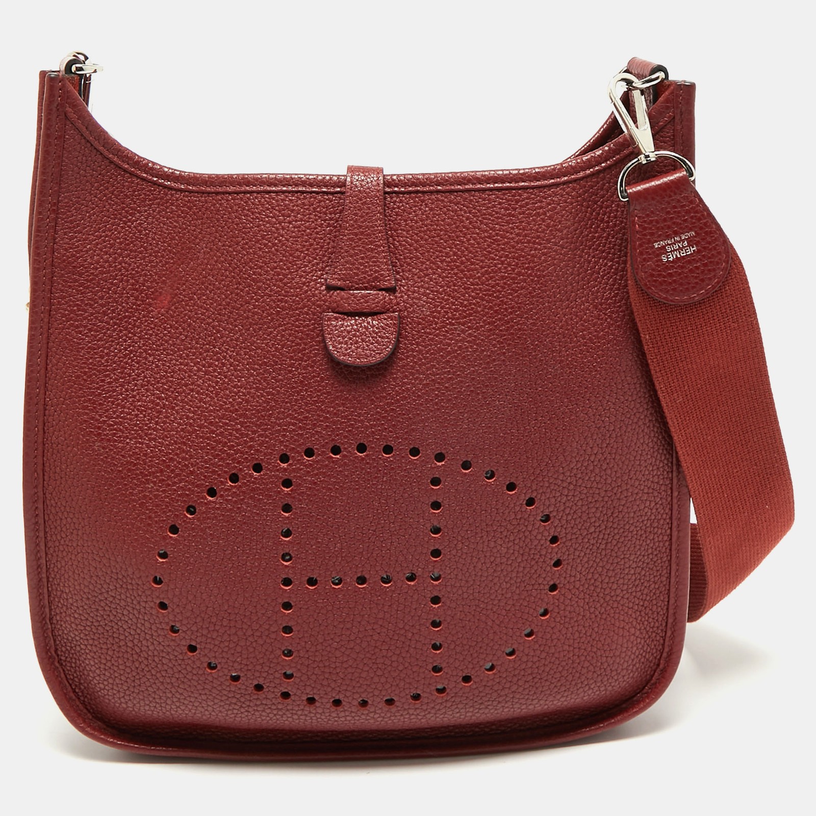 Hermes Evelyne III PM Bag in Rouge Casaque Clemence Leather