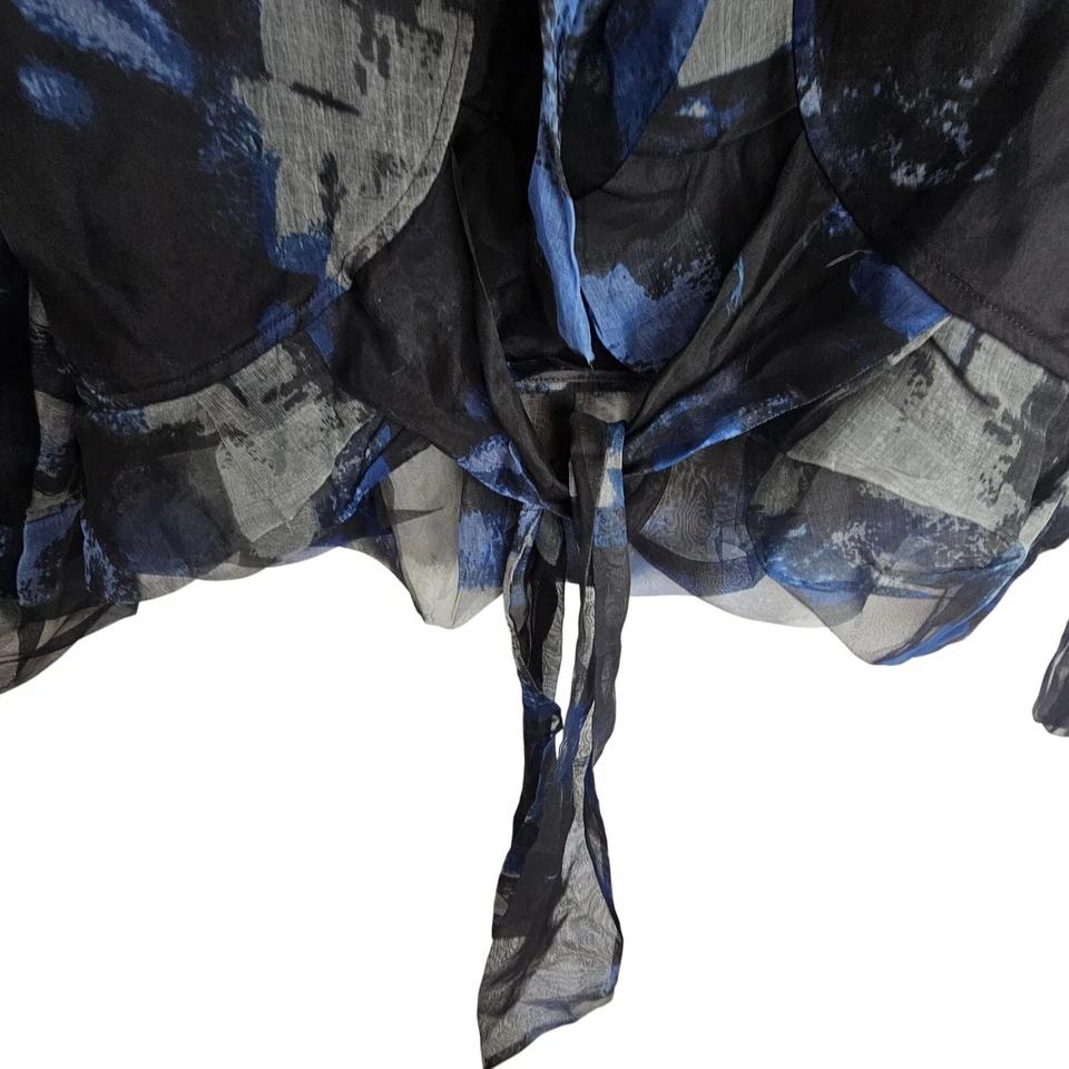 Samuel Dong Mujer Seda Organza Bolero Abstracto Topper Chaqueta Cóctel Fiesta M Foto 3 de 4