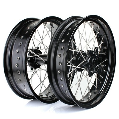 17''x3.5/5 Supermoto Black Wheel Set For Stark Varg Alpha 80HP Standard 60HP ALL