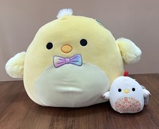 Squishmallow 14” Triston Chick Chicken Bow tie Plush Easter Nwt 5” Rooster Set