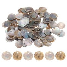 100Pcs 15mm Flat Round Shell Coin Beads, Shell Charm Beads with Hole, Natural