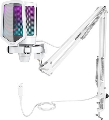 FIFINE USB Mikrofon mit Arm PC Gaming Microphone für MAC PS4 PS5 mit Popfilter
