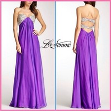 La Femme Strapless Purple Sequin Prom Dress Sz 2