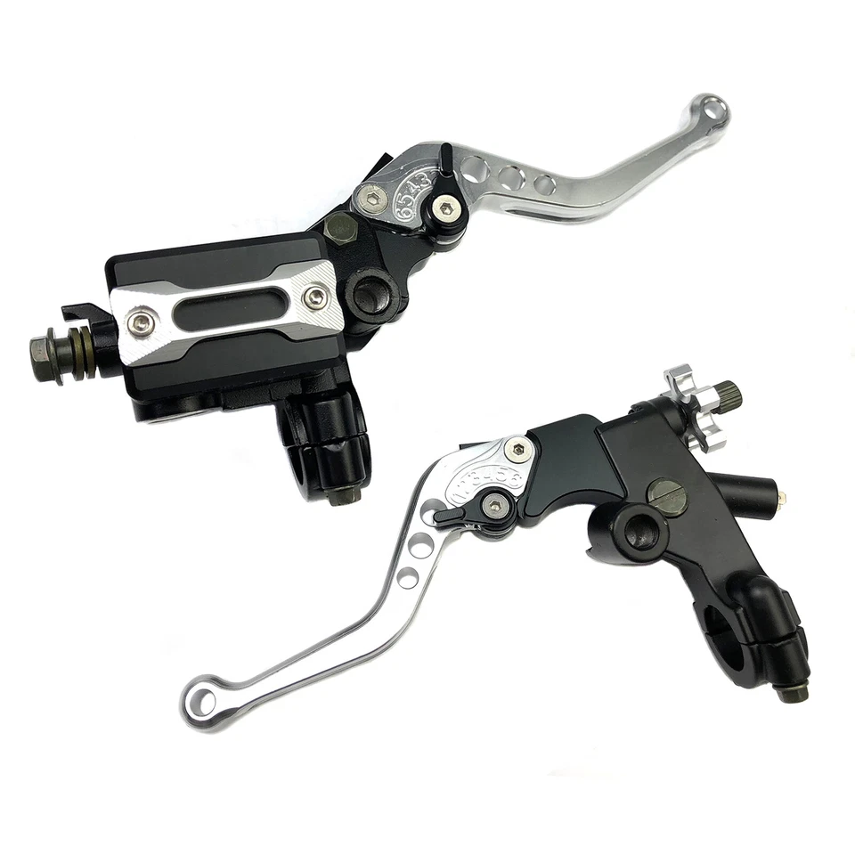 Palanca depósito cilindro CNC embrague freno delantero plateado universal 7/8" motocicleta Foto 2 de 4