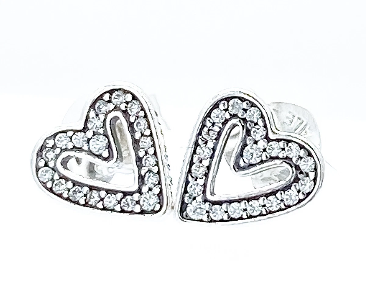 Pandora sparkling freehand heart stud earrings online