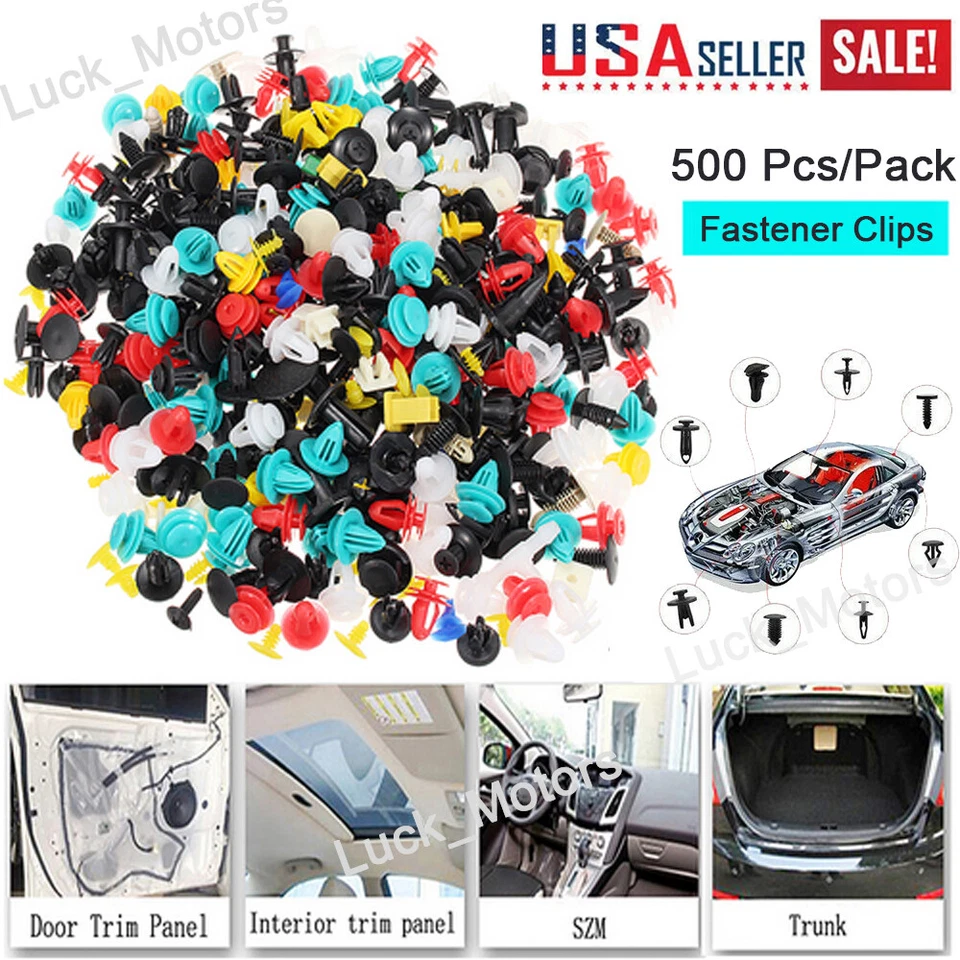 500Pcs Mixed Auto Car Fastener Clip Bumper Fender Trim Plastic Rivet Door Panel Foto 3 de 4