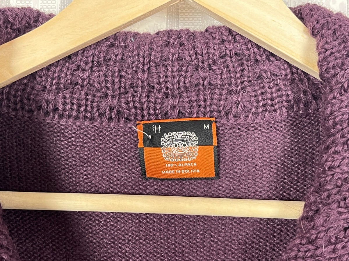 100% Alpaca Made in Bolivia Burgundy Knit Collared Full Zip 100% Alpaca Made in Bolivia Burgundy Knit Collared Full Zip
