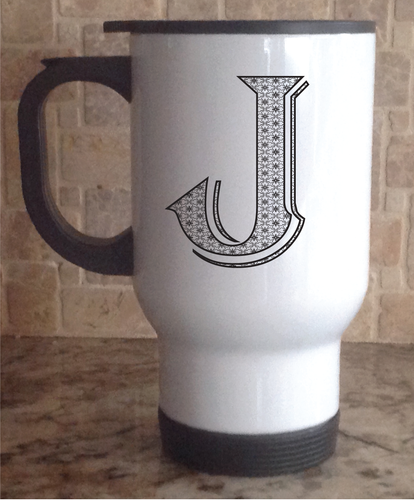 Travel Coffee Mug Stainless Steel White Monogram Personalize Alphabet Letter A-Z - Picture 32 of 64