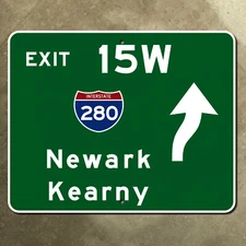 New Jersey highway marker road sign exit 15W Newark arrow turnpike 1961 20x16