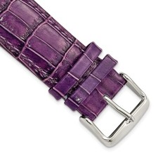 DeBeer 18mm Violet Crocodile-Style Grain Chrono Silver-tone Buckle Watch Band