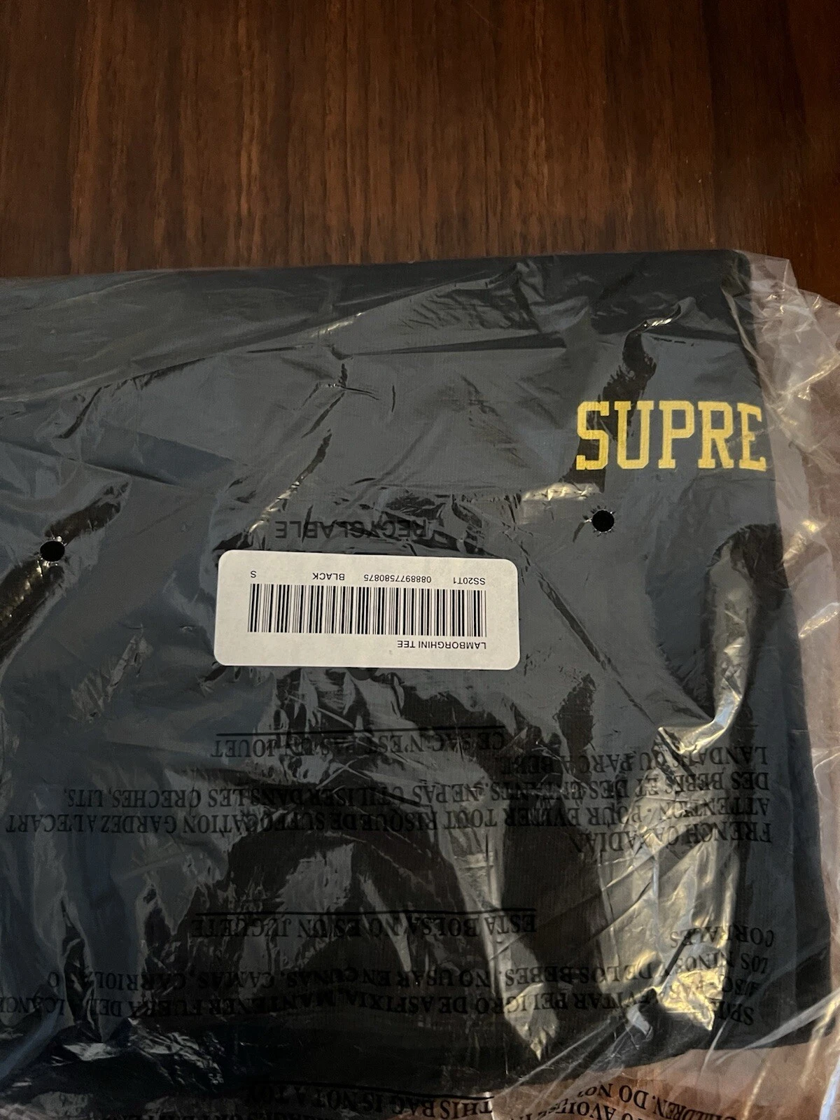T shirt noir Supreme Lamborghini taille S SS20 neuf