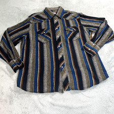 Wrangler Western Shirt Men s Size XL Pearl Snap Striped Pockets Long Sleeve