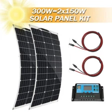 300W Mono Solar Panel 12V Charging Off-Grid Battery Power RV Home Boat Camp Kit