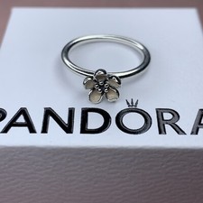 PANDORA Cherry Blossom Pink Enamel Ring ALE 925 - RETIRED - Size 52