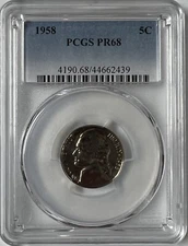 1958 Jefferson Proof Nickel PCGS PR68