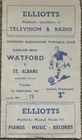 Watford v St Albans Friendly 7th February 1956