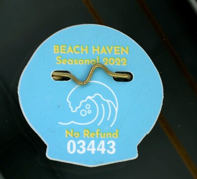 2022 SEASONAL Beach Badge / Tag  BEACH HAVEN LBI  NJ WITH ORIGINAL PIN