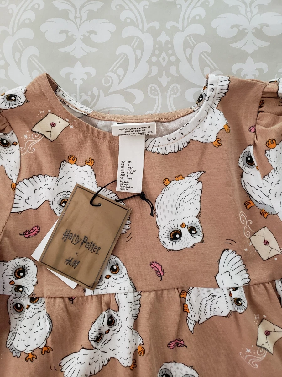 H M Harry Potter Hedwig Owl Tan Long Sleeve Dress 6 Girl eBay