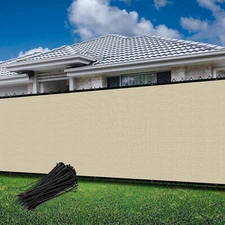 6FT Tall Fence Privacy Screen Shade Cover Windscreen Mesh Garden-Beige Anti-UV
