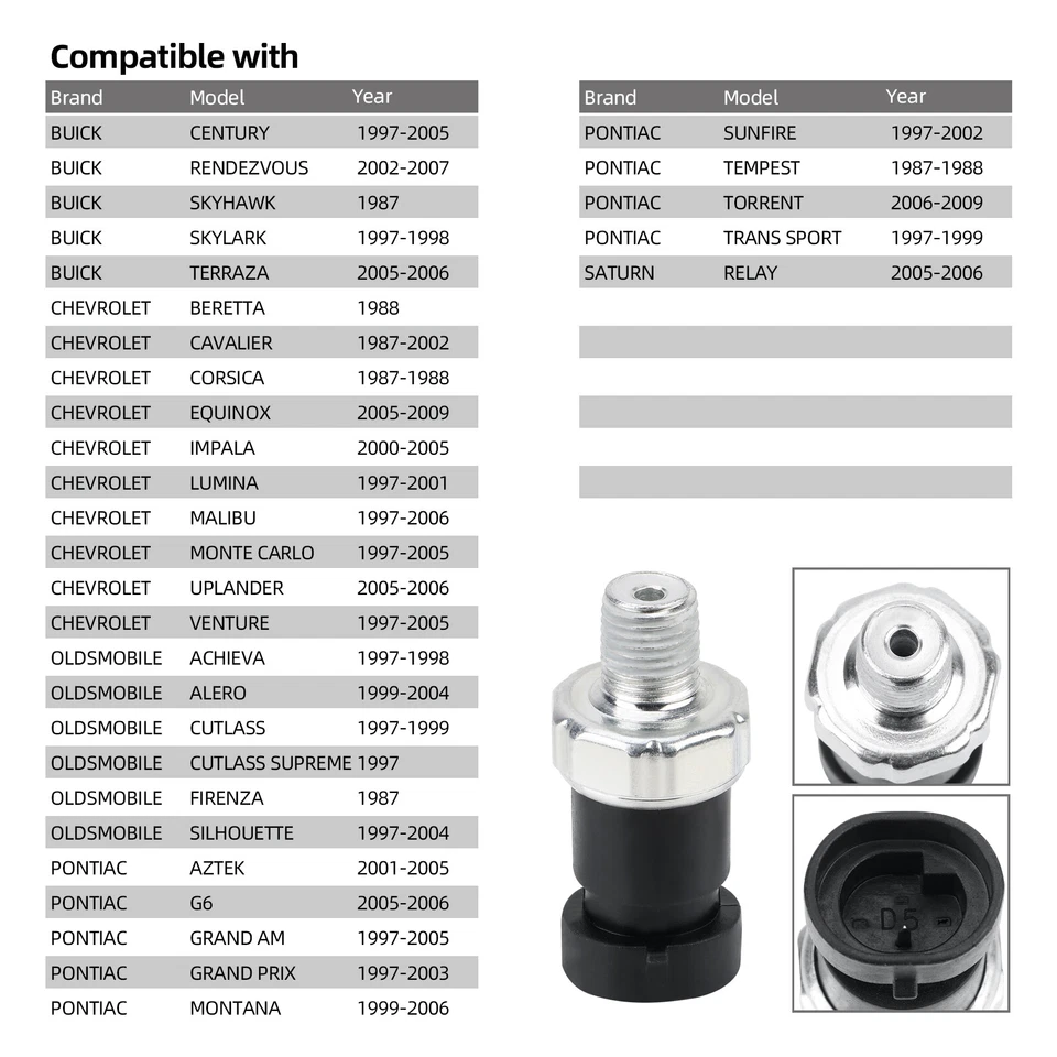 Датчик давления масла в двигателе для Buick Century 1997-2005 3,1 л 1S6579 2536853 - Изображение 3 из 4