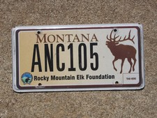 Montana Rocky Mountain Elk Foundation License Plate ANC 105 Wildlife RMEF MT