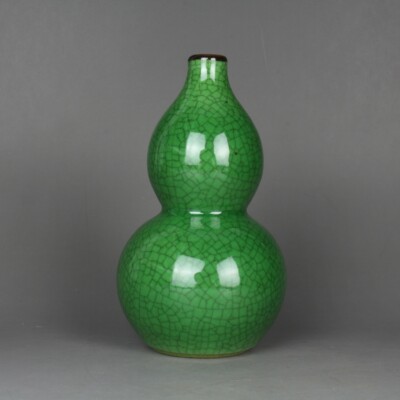 5.7'' Good Chinese Jing De Zhen Late Green Glaze Porcelain Cucurbit Small Vase