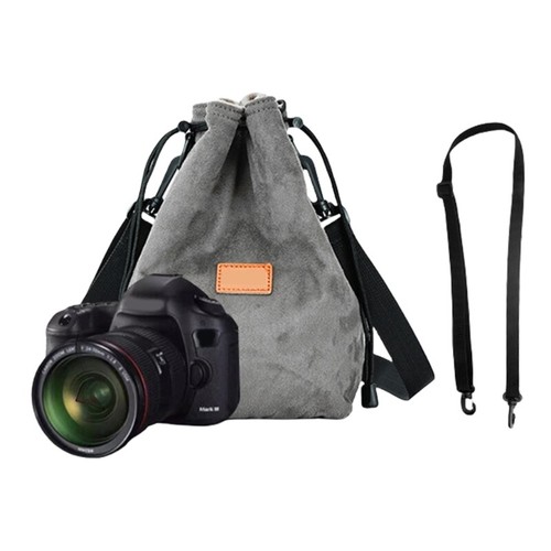 Camera Case Drawstring Bag Vintage DSLR Camera Bag Soft Lens Case with Strap - Picture 11 of 18