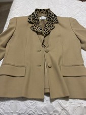 Wool Cheetah Leopard Blazer Jacket Size 8