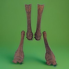 LOT DE 4 PIEDS FONTE XIX POUR CUISINIÈRE MEUBLE FORME PIED BICHE MOULURÉ