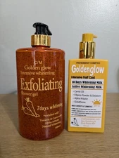 Golden Glow Intensive Whitening Exfoliating Shower Gel, H.C Whitening Milk Spf55