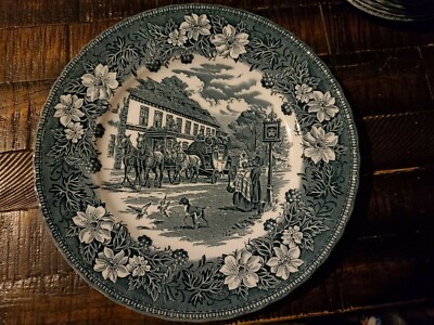 Royal Tudor Ware Coaching Taverns Staffordshire England Blue Dinner Plate 10.5''