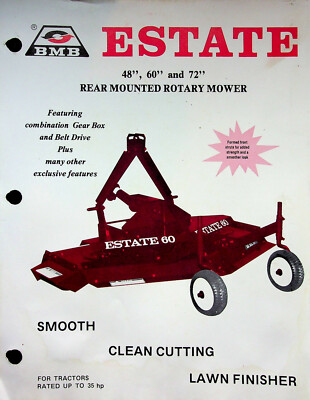 Vtg Original Farm Equipment Brochure BMB ESTATE ROTARY MOWER 