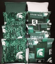 8 CORNHOLE BEANBAGS made w Michigan State University Fabric ACA Reg Bags