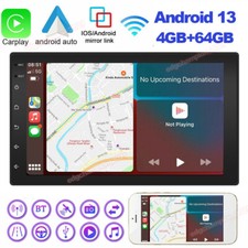Double 2 Din 7" Car Android Auto Carplay 4 64GB Stereo Bluetooth Radio GPS WIFI