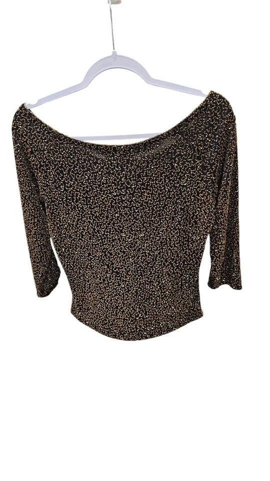 Винтажный. Brilliant By J. A. Блестящий золотой гламурный топ с бисером размер M - Изображение 2 из 4