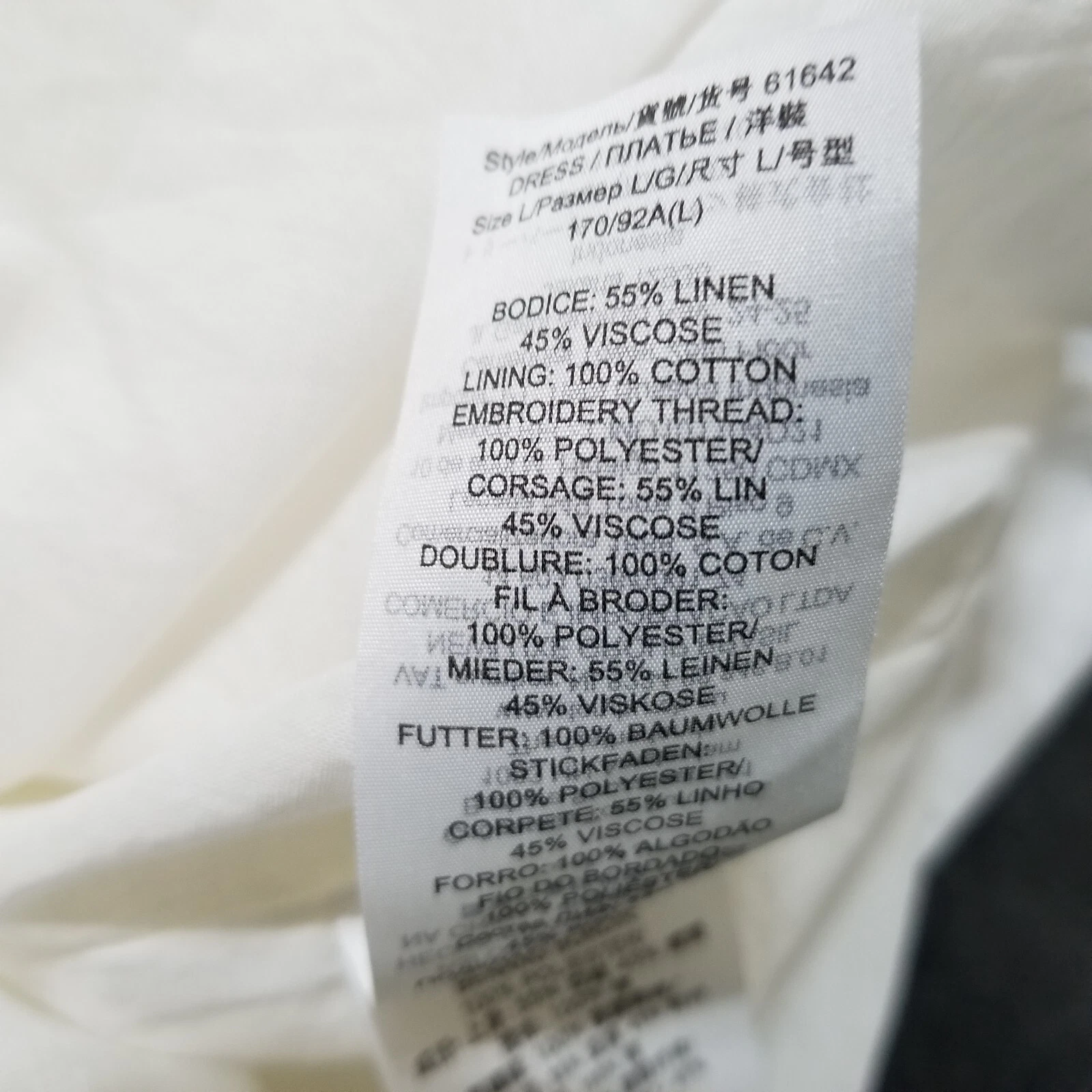 Tory Burch mini abito donna lino fumè 61642 nuovo avorio 104 taglia large