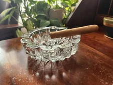 Vintage Heavyweight Glass/Crystal Cigar Ashtray, Riccardo Made in Japan