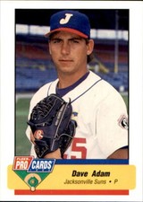 1994 Jacksonville Suns Fleer/ProCards #1403 Dave Adam Derby Connecticut CT Card