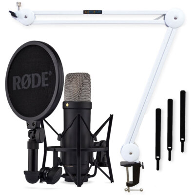 Rode NT1 5th Generation Mikrofon Schwarz mit Stativ-Arm in Weiss