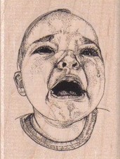 Crying Baby 2 1/4 x 2 3/4" Rubber Stamp, Baby Stamp, Baby Crying Stamp