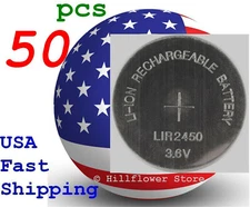 50 pcs LIR2450 2450 TT Bulk 3.6V Rechargeable LIR Genuine Lithium Battery