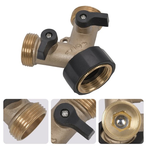 3/4 Zoll 2 Wege Messing Y-Verteiler mit Absperrhähnen 3/4" Wasserhahn Verteiler - Bild 7 von 16