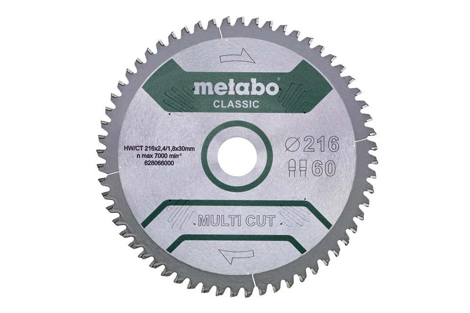 Metabo Kreissägeblatt HW/CT 216 x 30 60FZ/TZ 5 Grad Sägeblatt multi cut-classic
