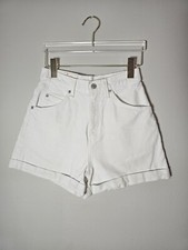 Vintage 90s Levi's 954 Orange Tab White Denim High Rise Cuffed Shorts Sz 5