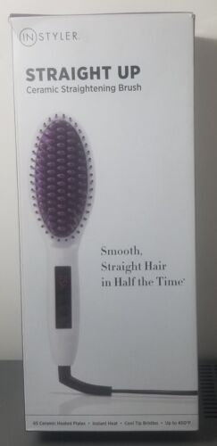 New InStyler Straight Up Ceramic Straightening Hair Brush Instant Smooths Frizz - Picture 1 of 8