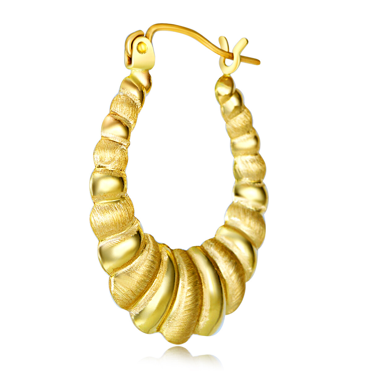 Wellingsale 14k Yellow Gold Diamond Cut Hollow Oval Hoop Earrings (23 X 28mm)