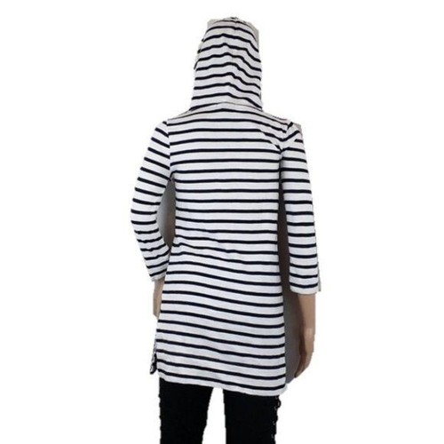 J.CREW White Black Stripe Drawstring Tunic Dress Top or Beach Coverup Small - Picture 2 of 6